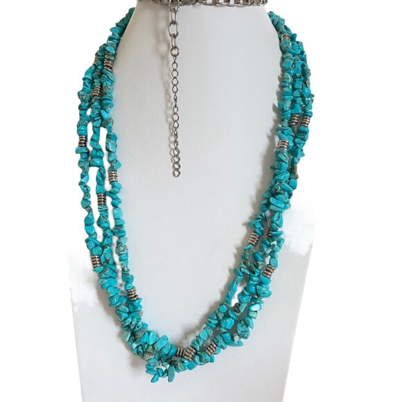 Jewelry - Turquoise Chip Multi-Strand Necklace 17" Long Southwestern style